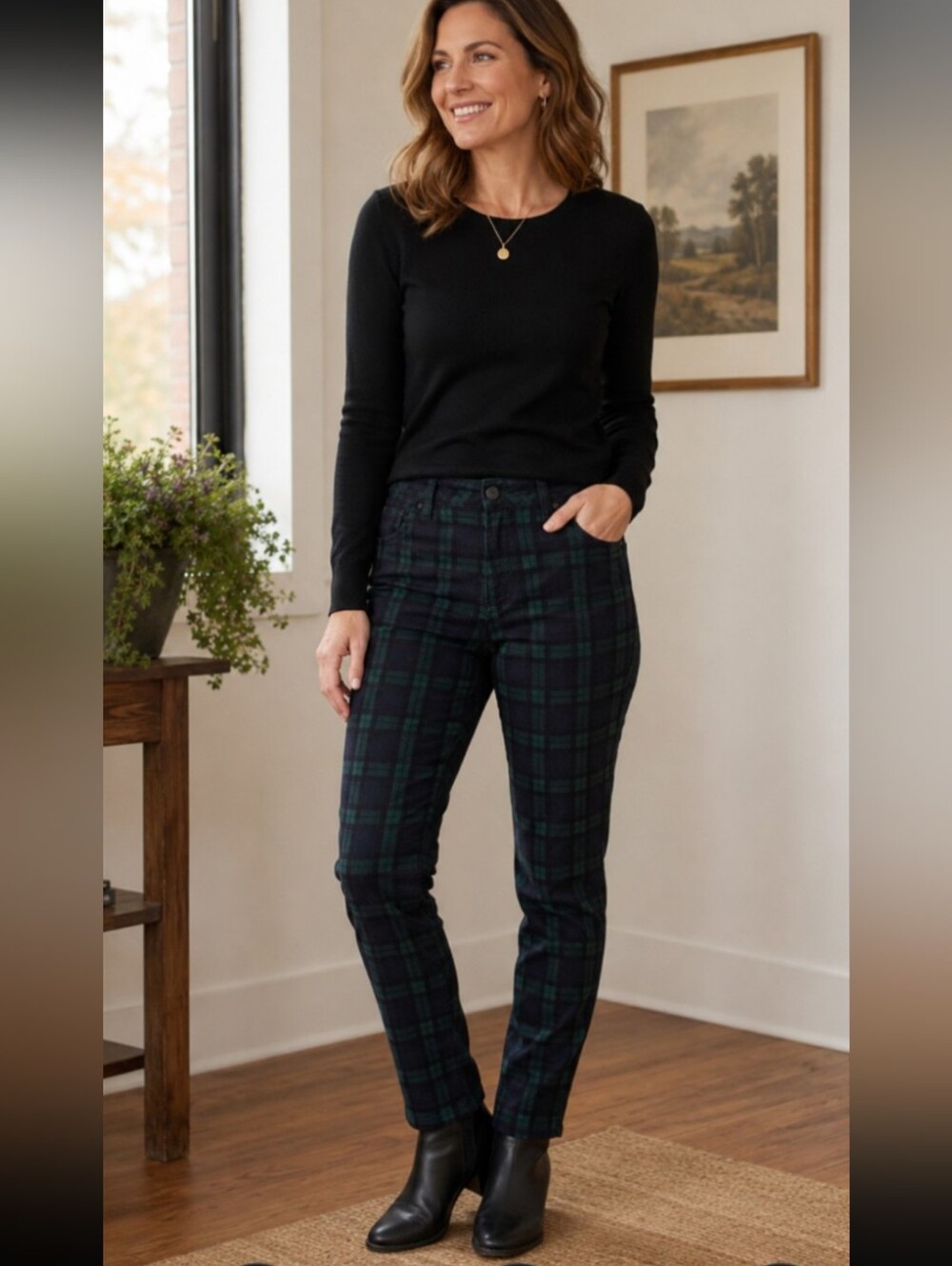 Vineyard Vines Blackwash Tartan Plaid Velveteen Pants size 16 Blue Green Holiday